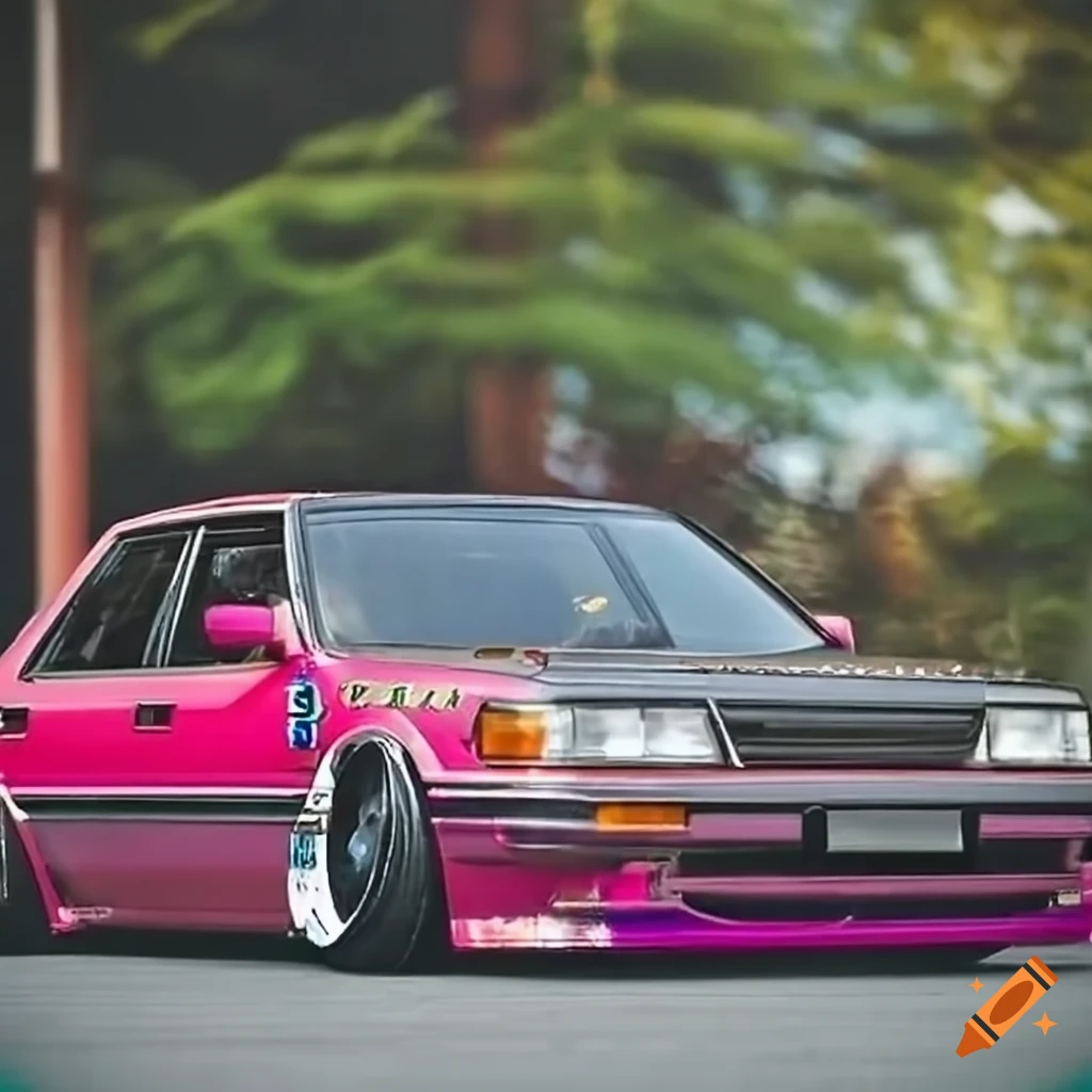 Highly Detailed 1980s Japanese Style Advertisement Of A Lowered Bosozoku 1988 Toyota Camry With 3150