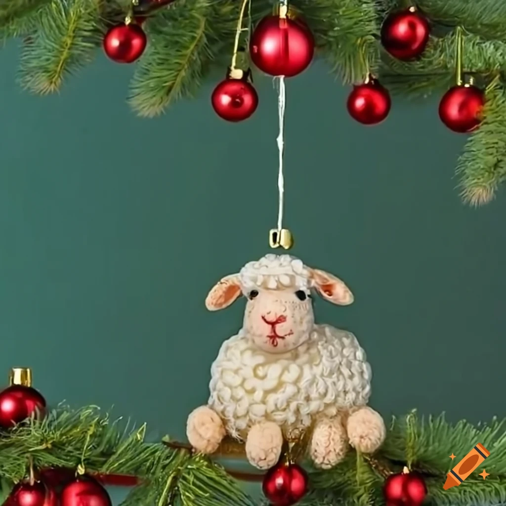 Christmas ornament with cheese and toy sheep