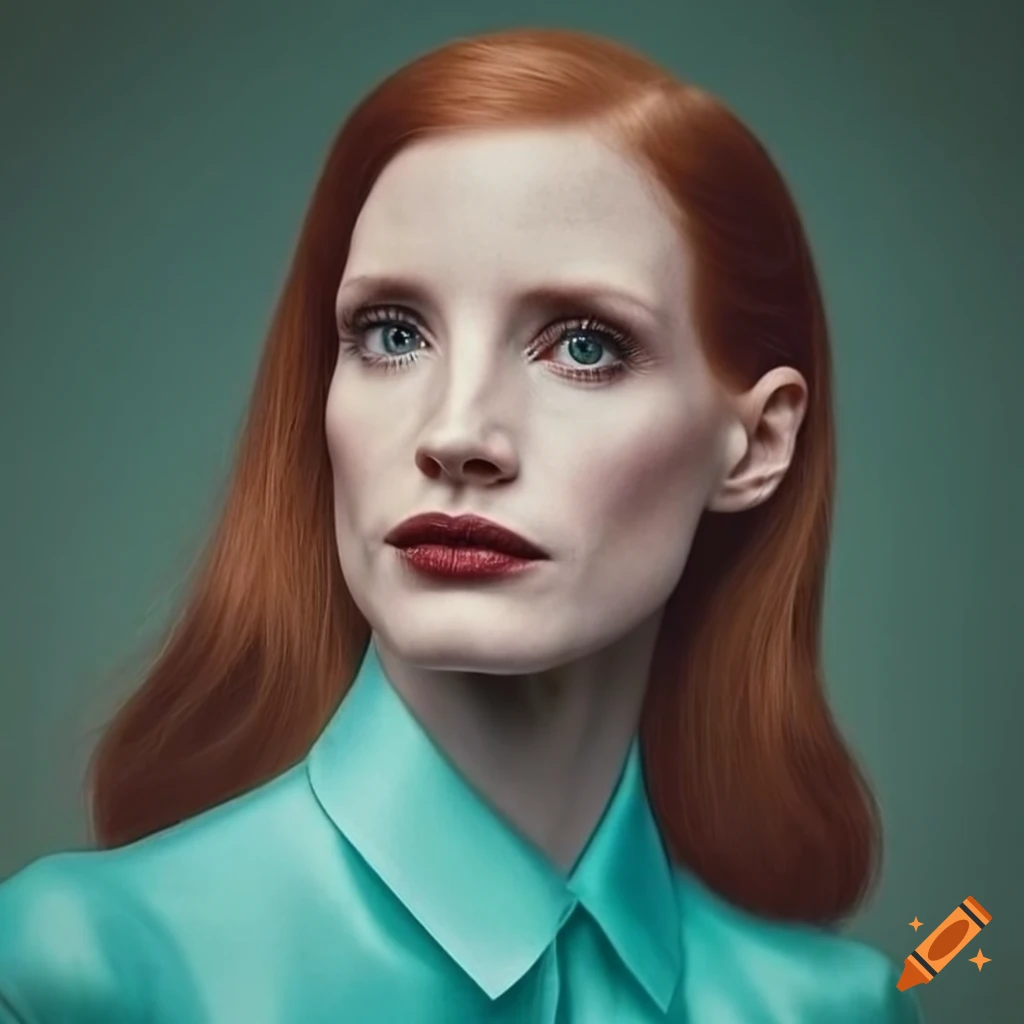 Melancholic vintage style portrait of a jessica chastain lookalike in a ...
