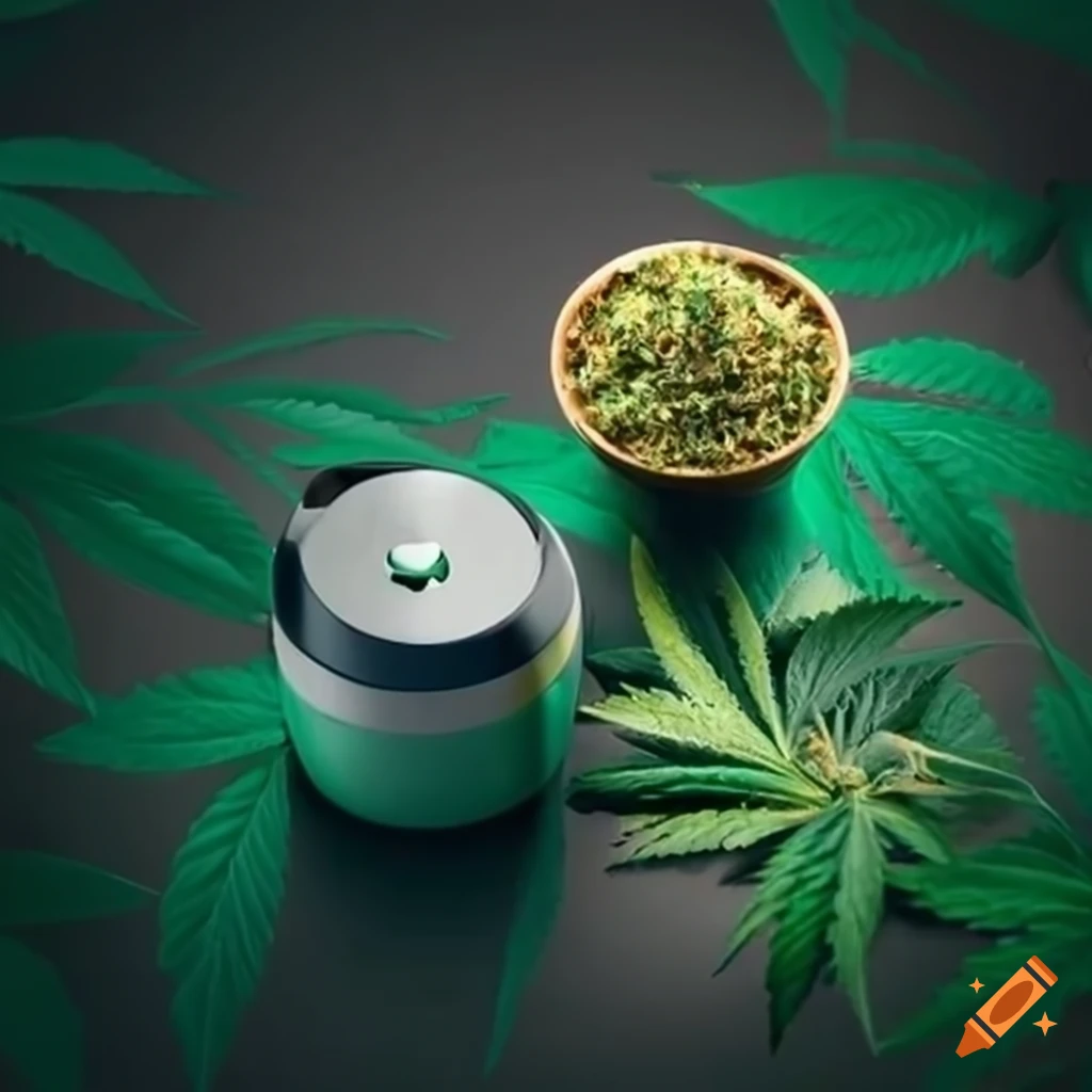 Medical cannabis and electric grinder with herbs inside