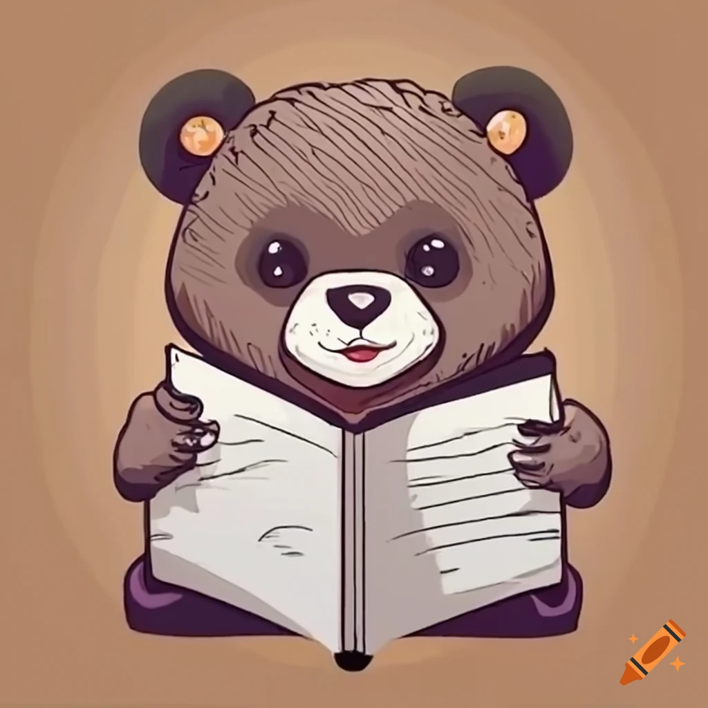 Young bear reading a book on Craiyon