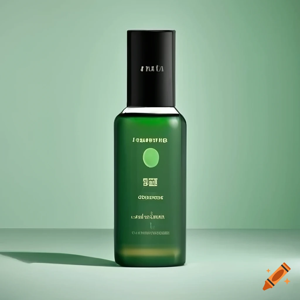 Mockup of exclusive BOHOBOCO body cream in tall rectangular bottle with bottle green color and black square cap