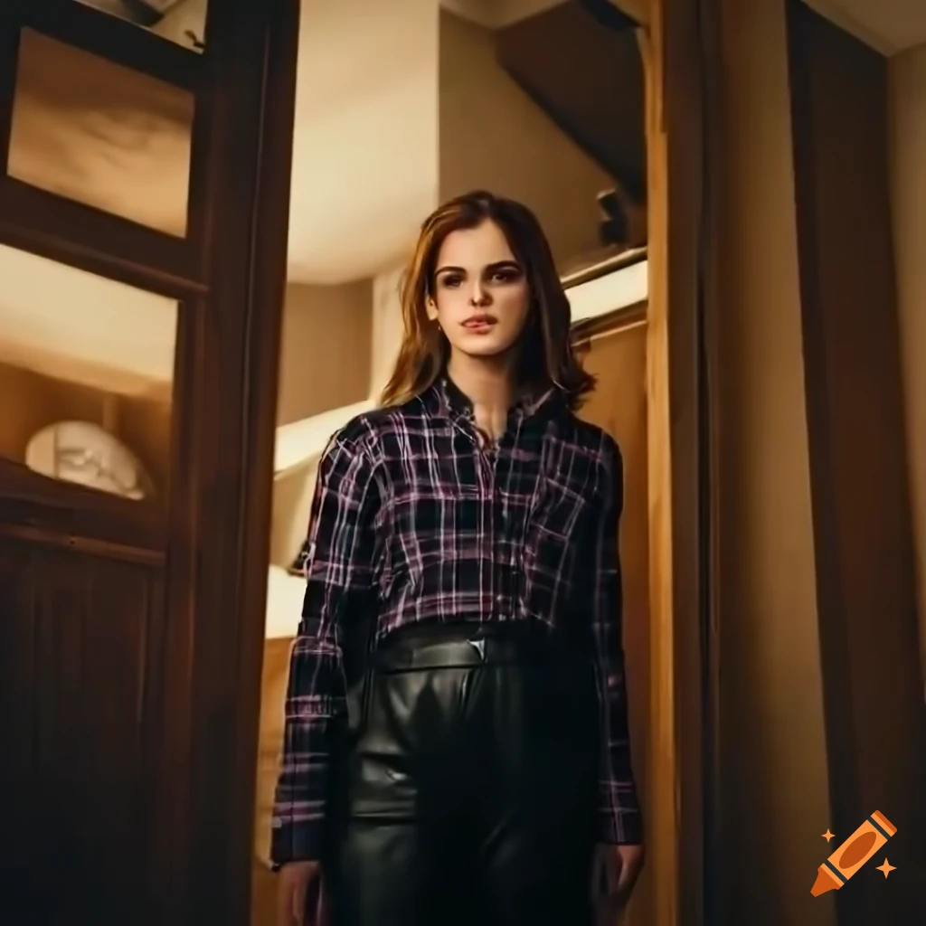 Young woman in country style outfit standing in farmhouse kitchen