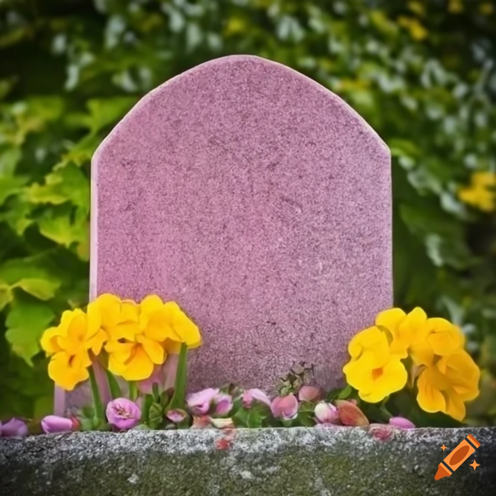 Colorful blank gravestone with flowers on Craiyon
