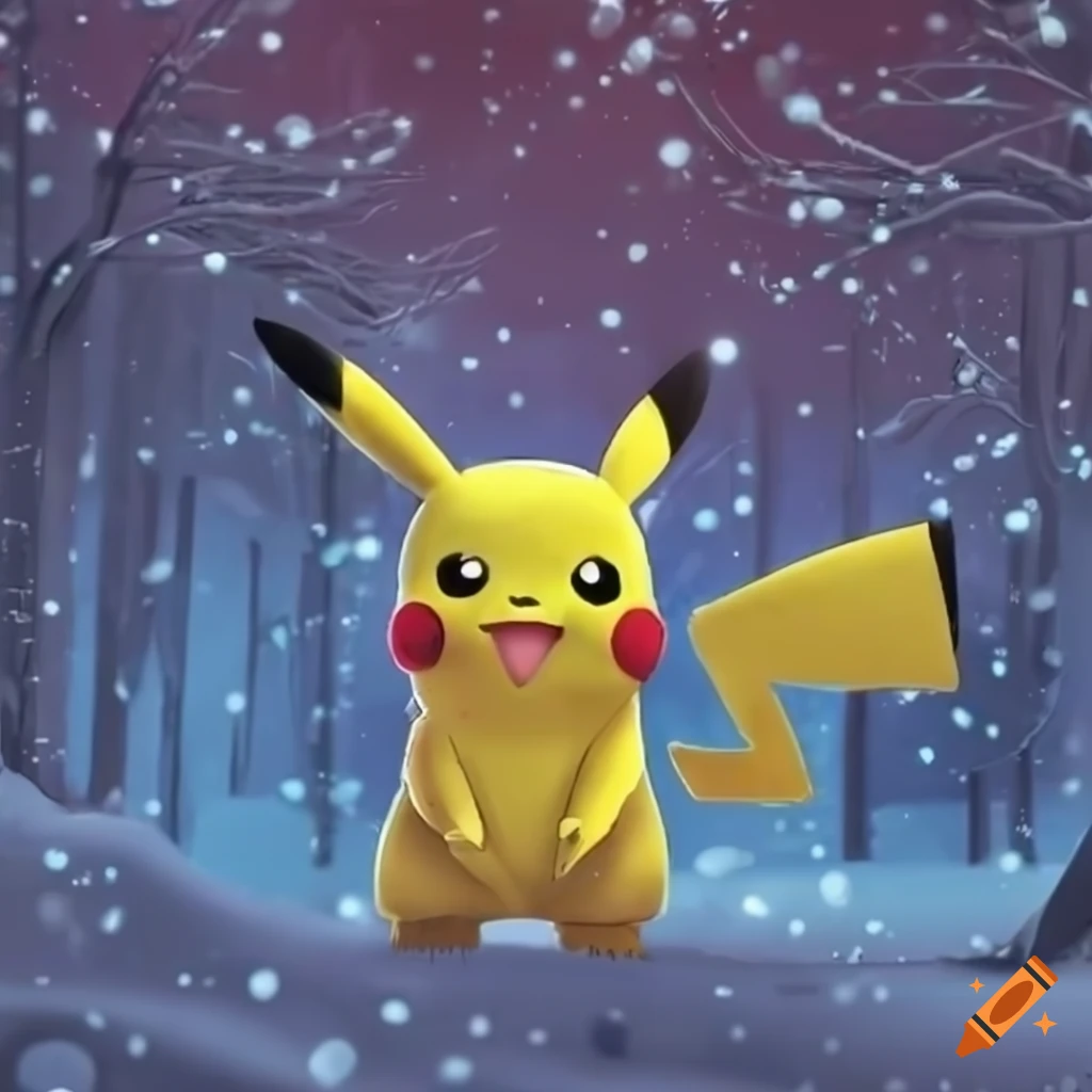 Pikachu in a winter theme in 4k resolution on Craiyon