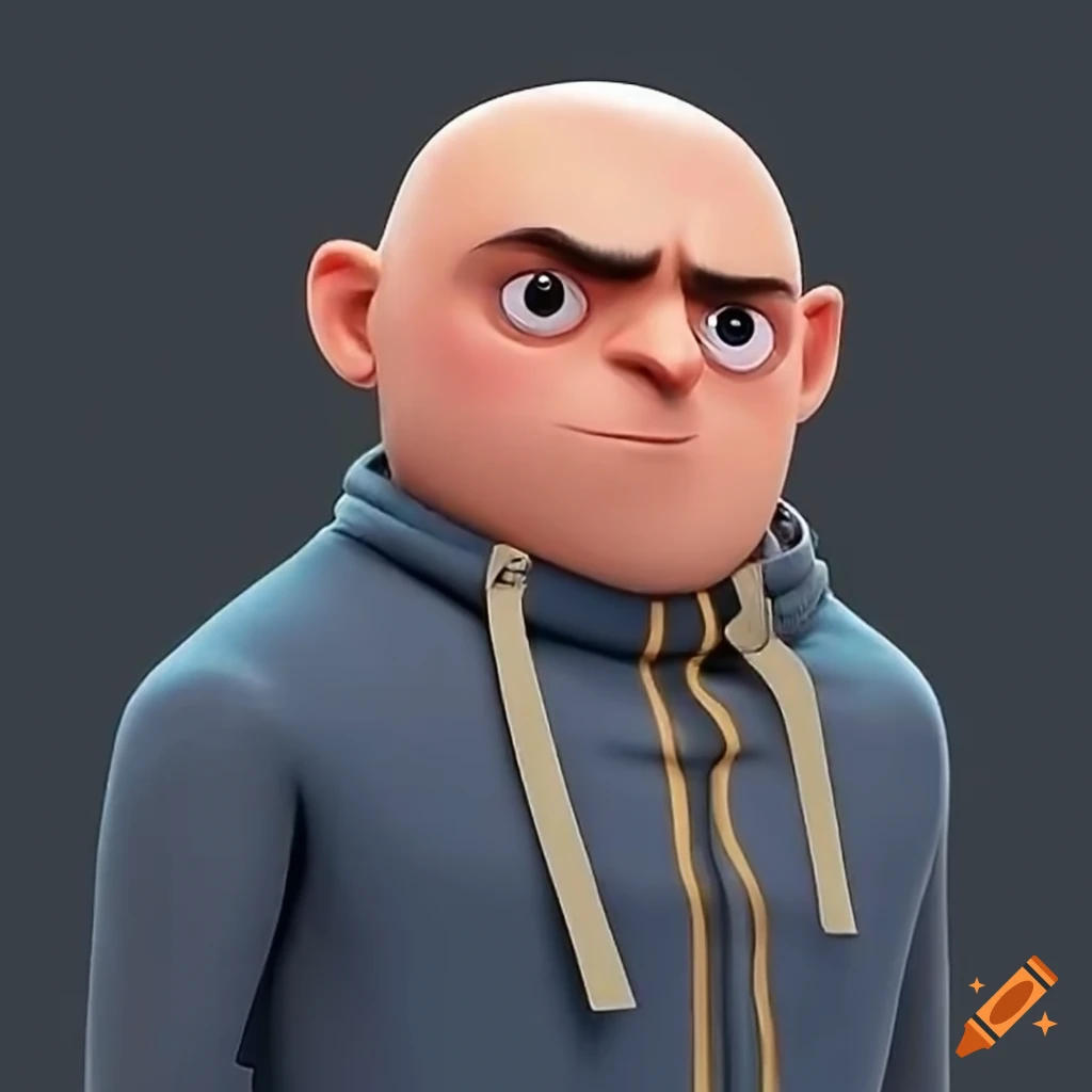 Gru character from despicable me with a bald head on Craiyon