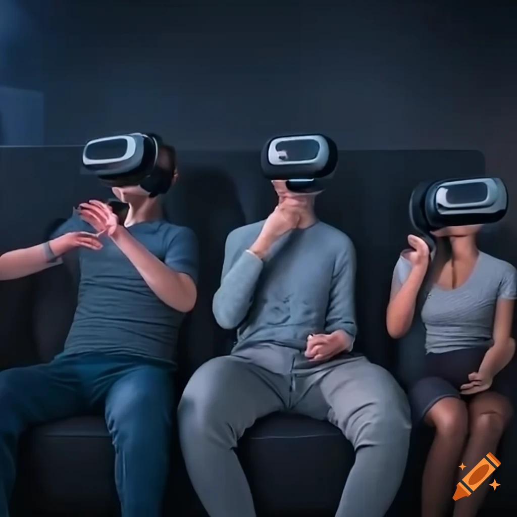 People wearing virtual reality headsets in an exhibition room