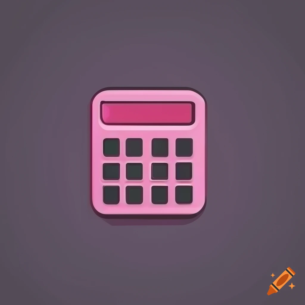 Pink minimalistic calculator icon on black background on Craiyon