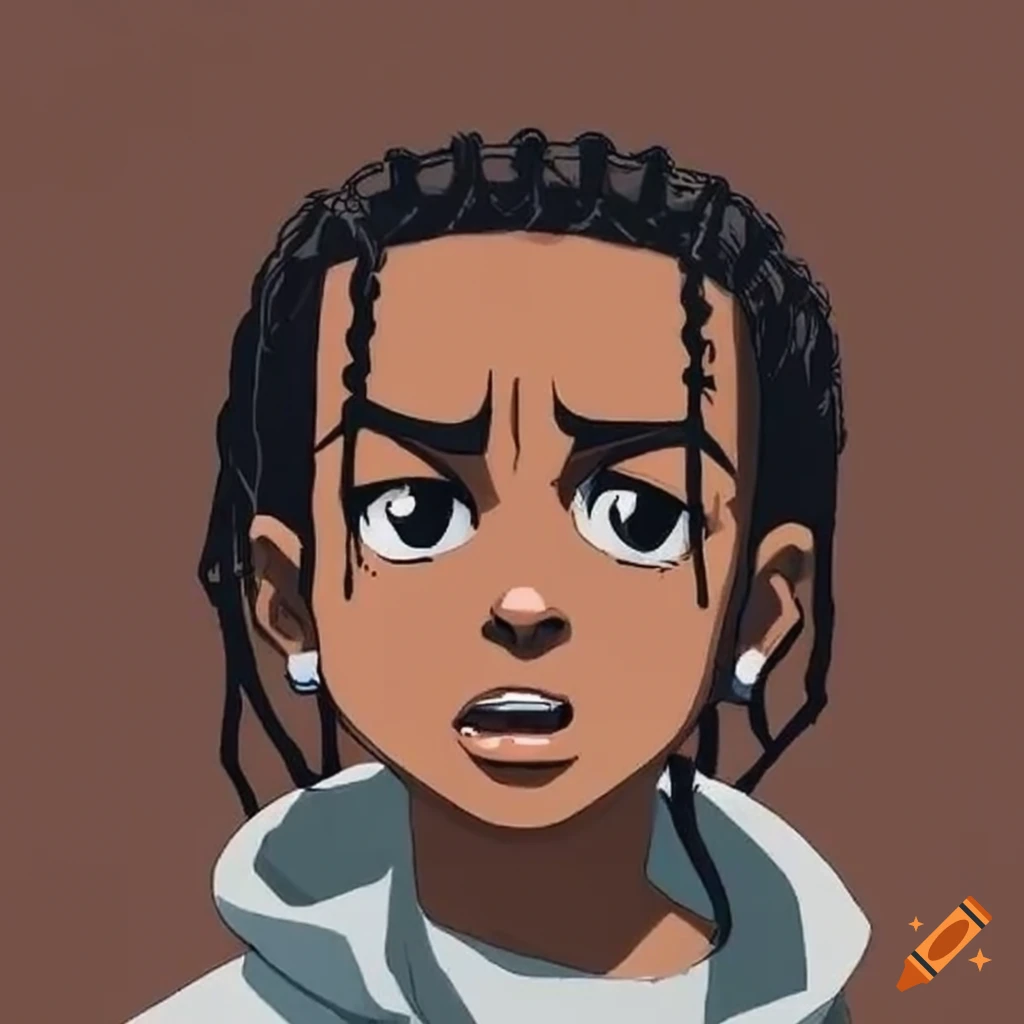 Close up portrait of a person in boondocks style on Craiyon