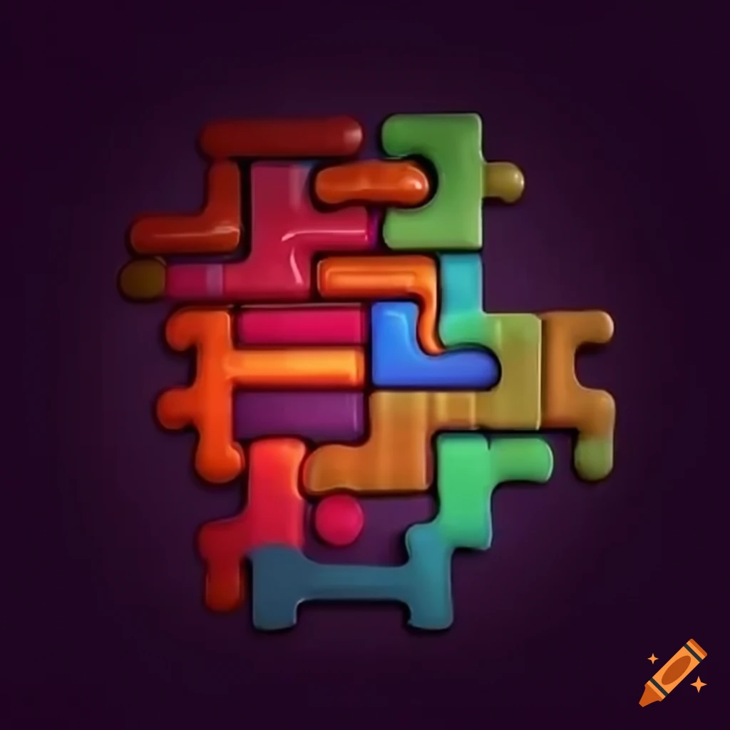 Coding puzzle with interconnected pieces of code forming a system on