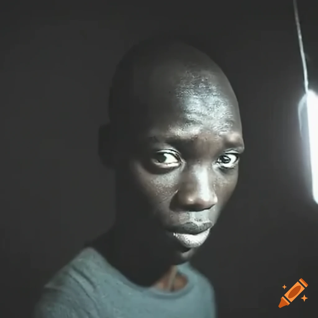 Tall african man looking into the distance in security camera 