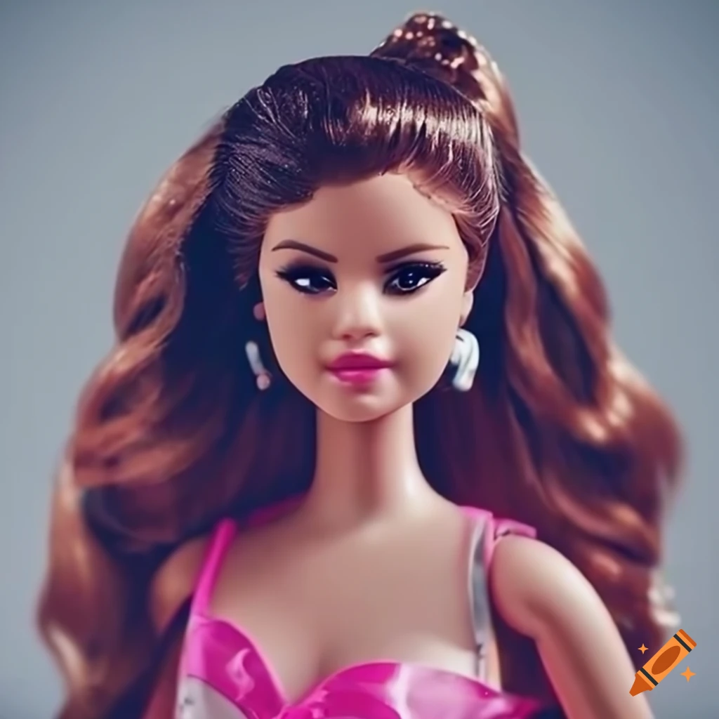 Selena gomez portrayed as a high-quality barbie doll in 8k resolution ...