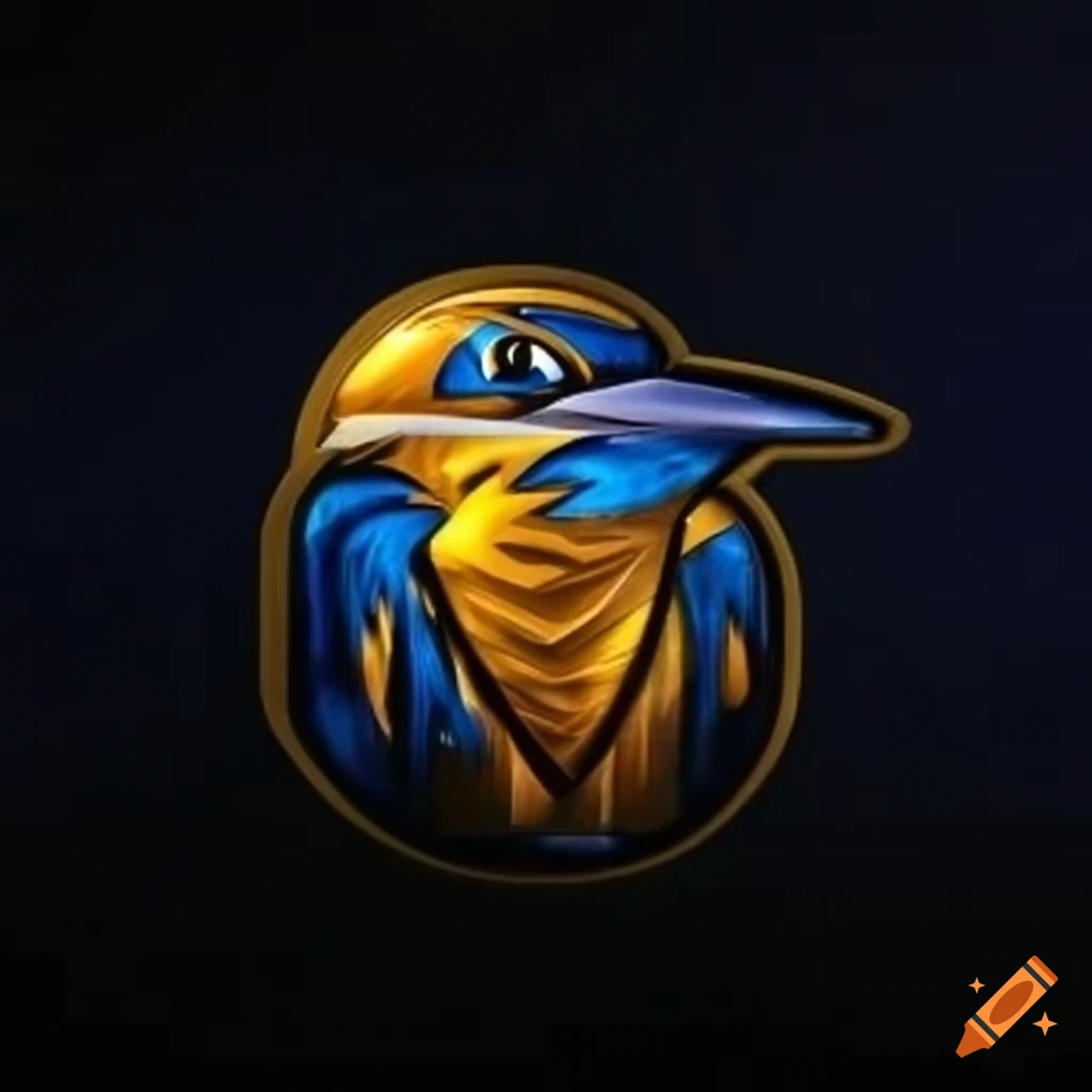Circle shaped logo for Waiver Wire Legends fantasy football team with a kingfisher, blue and golden colors
