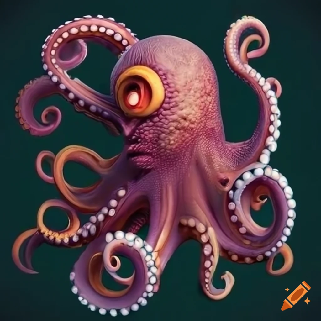 Colorful octopus creature with special effects on Craiyon