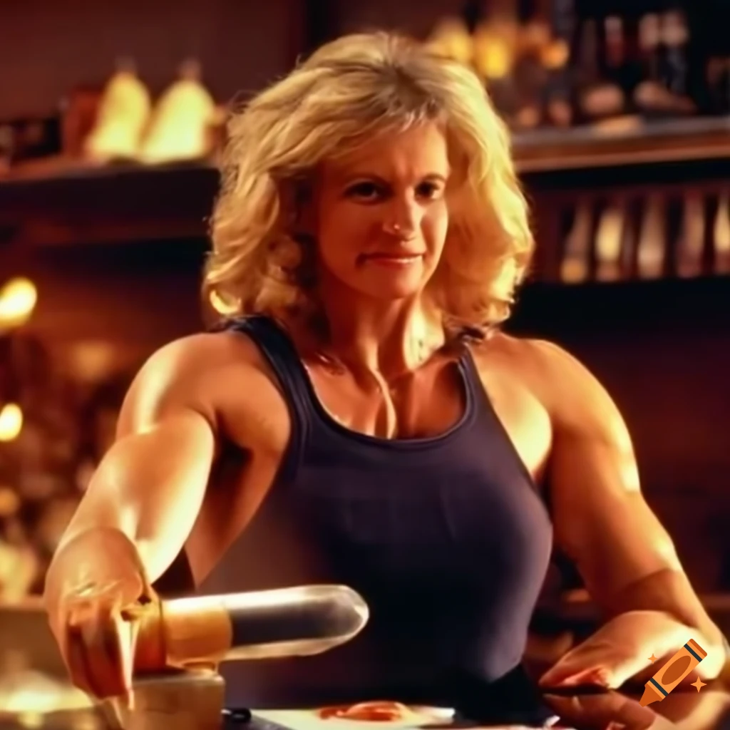 Poster Of Chef Af 1980s Action Movie Featuring Amanda Freitag As A Muscular Blonde Aerobic