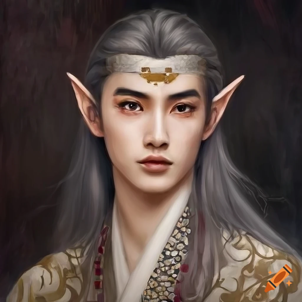 Gustav klimt inspired poster of an attractive young male elven asian ...