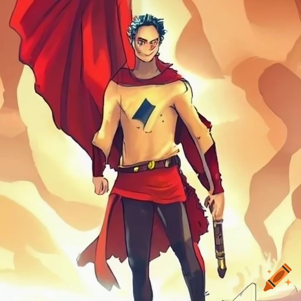 Drawing of a hero rescuing people