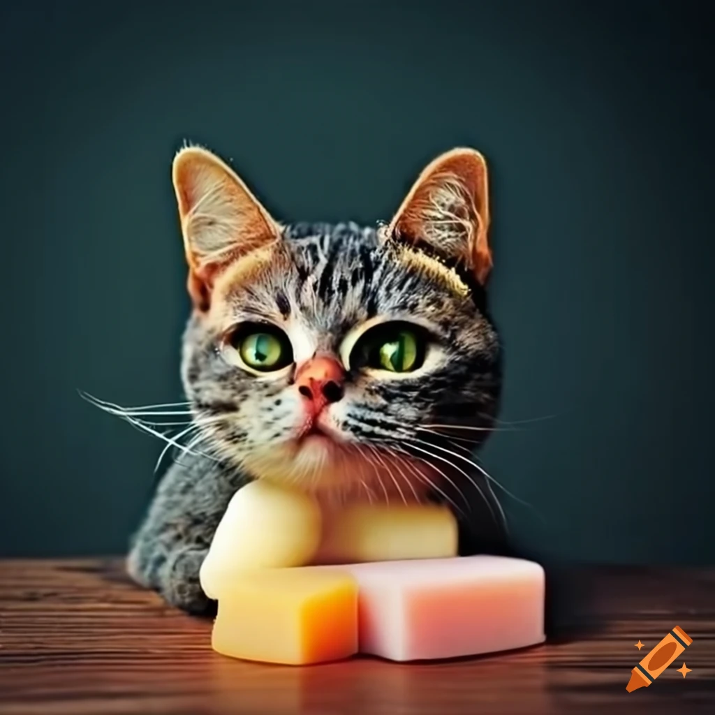 Cat with soap on Craiyon