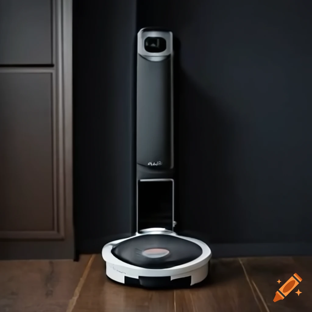 Roomba with amazon alexa giving strategic business advice on a stick on Craiyon