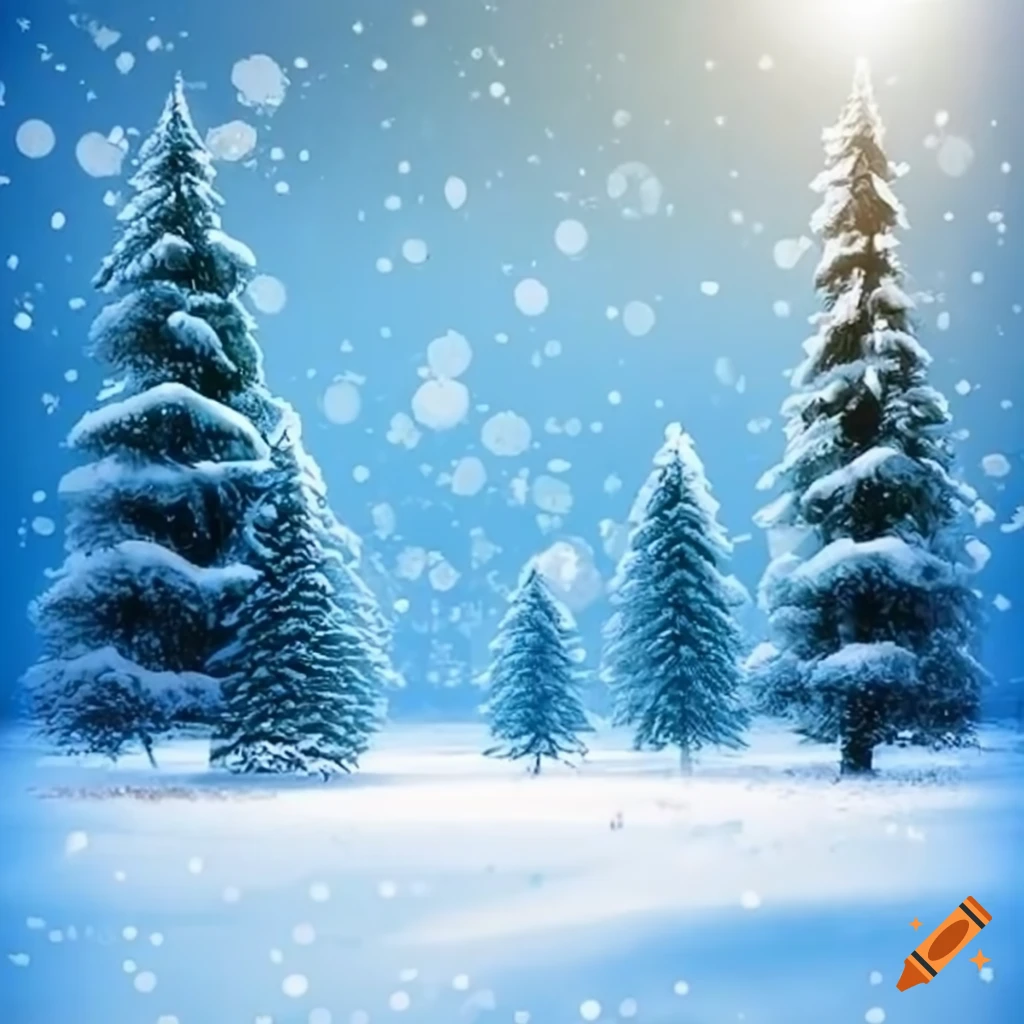 Winter wonderland with snowy trees on Craiyon