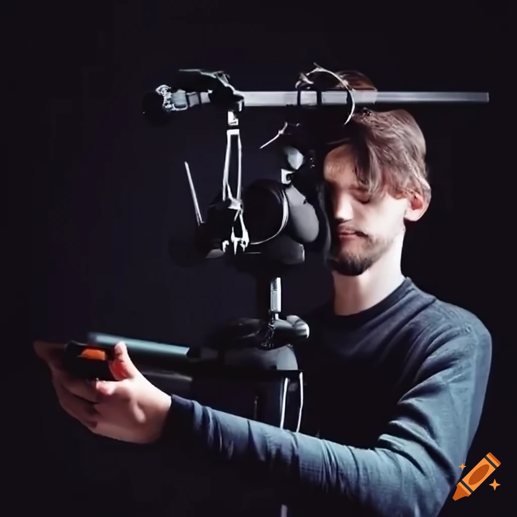 Recording man with clips
