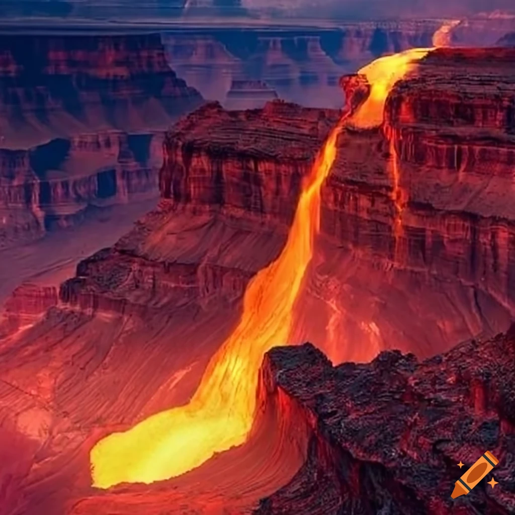 The Grand Canyon Vista With Lava At The Bottom On Craiyon