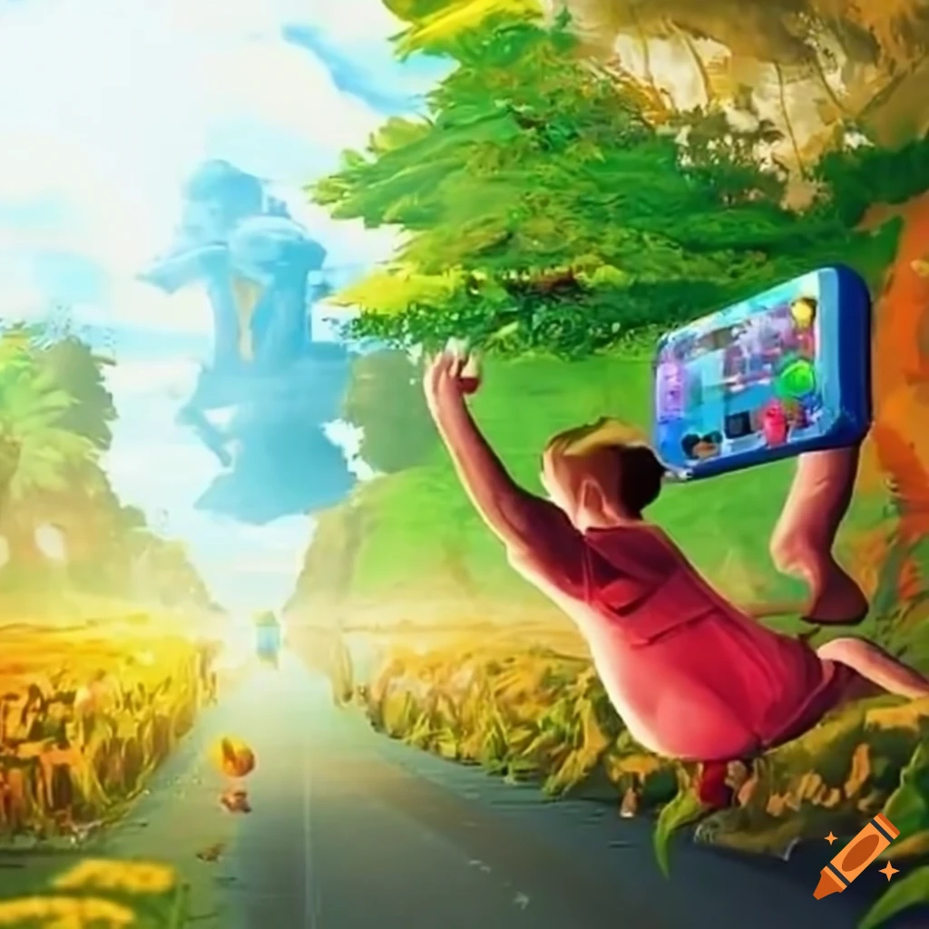 Mobile games vs outdoor games image on Craiyon