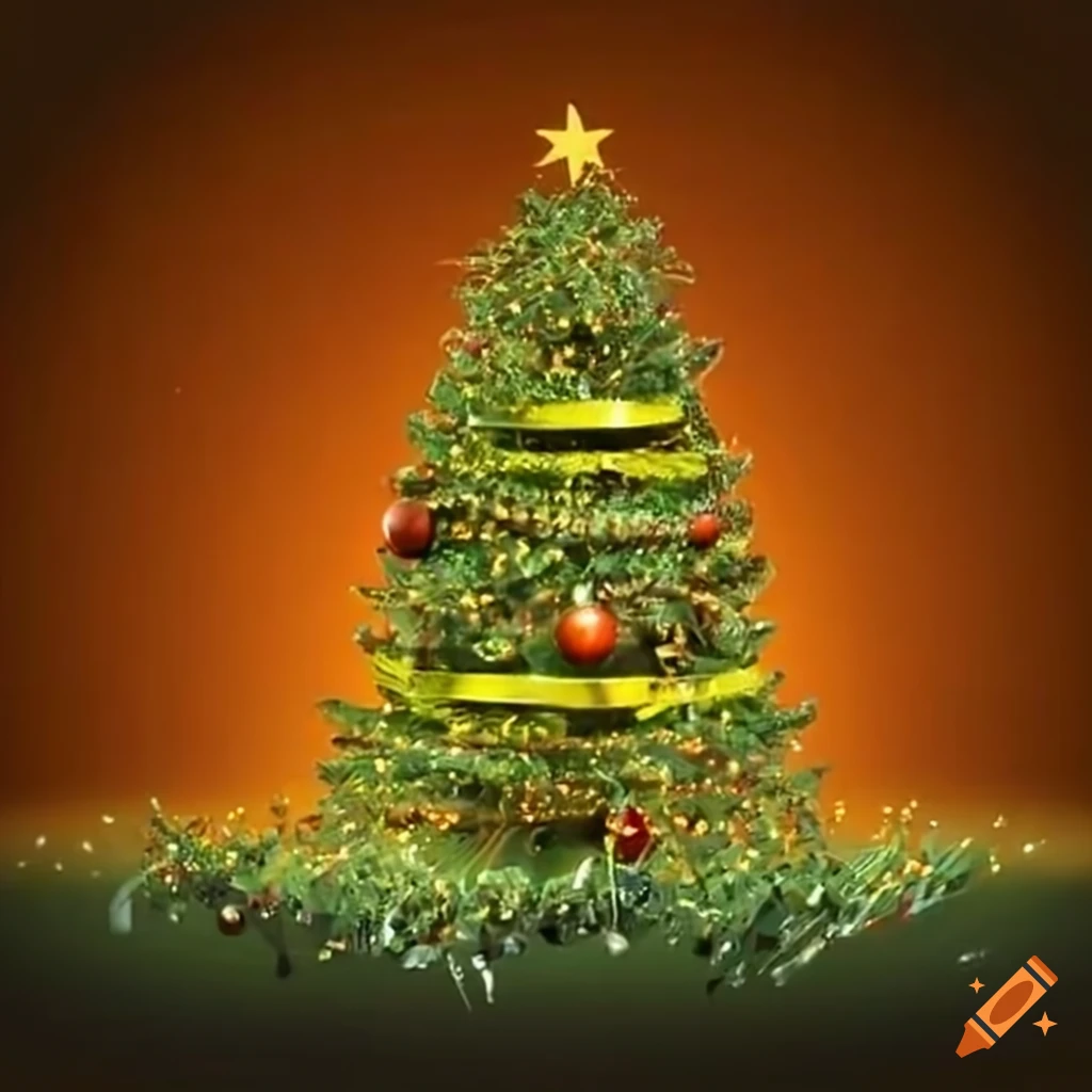 Creative christmas tree with caution tape and tag outs on Craiyon