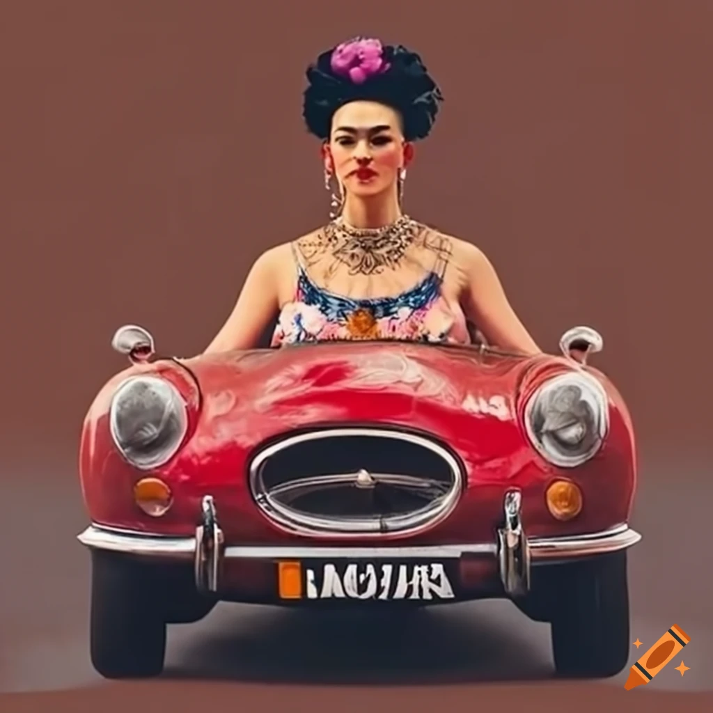 Frida Kahlo driving a car in Scotland