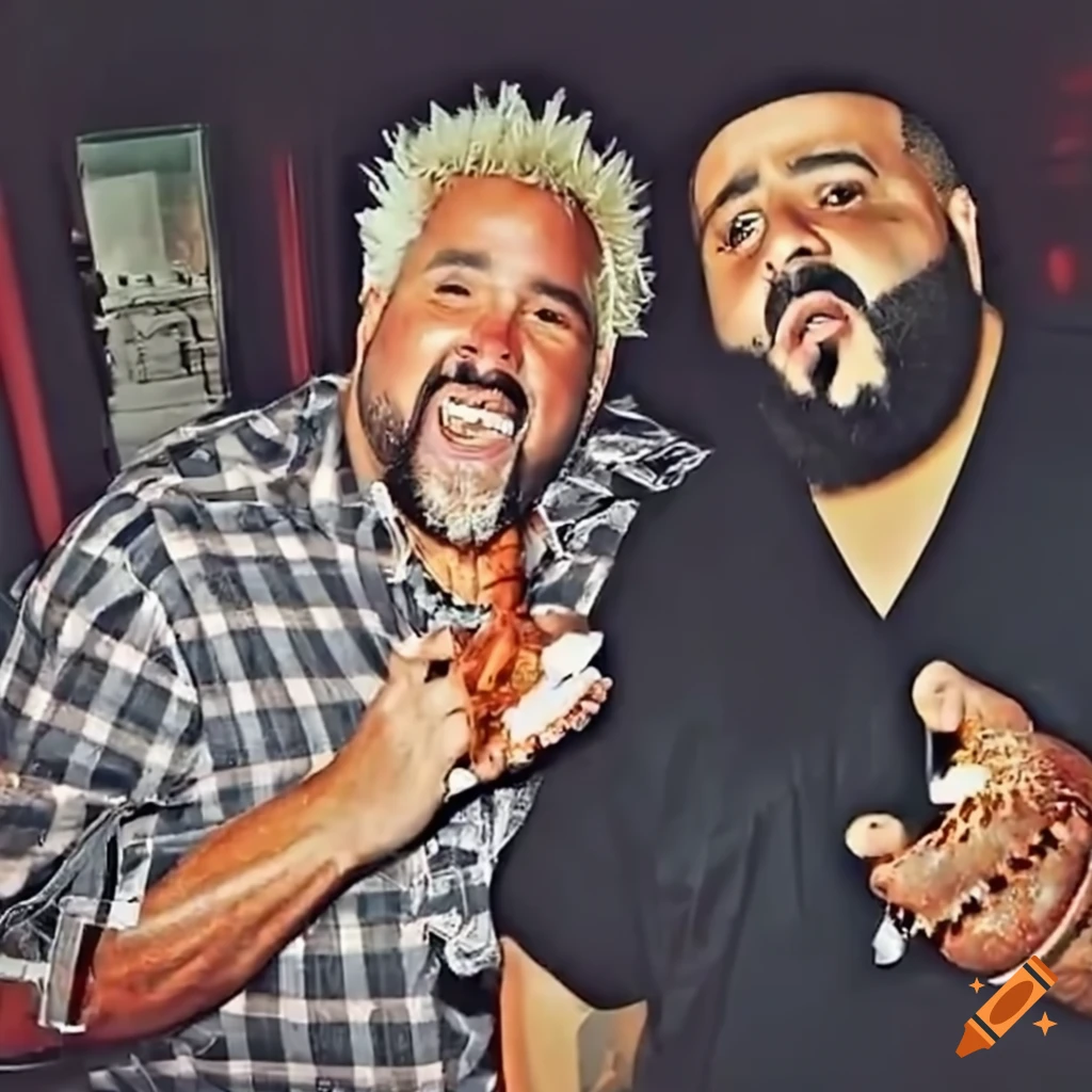 Guy fieri and dj khaled enjoying lobster on Craiyon