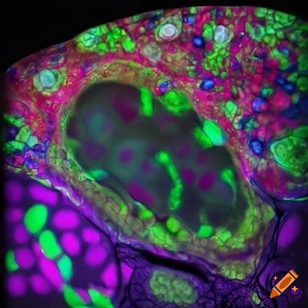 Stained cells for specific proteins or markers