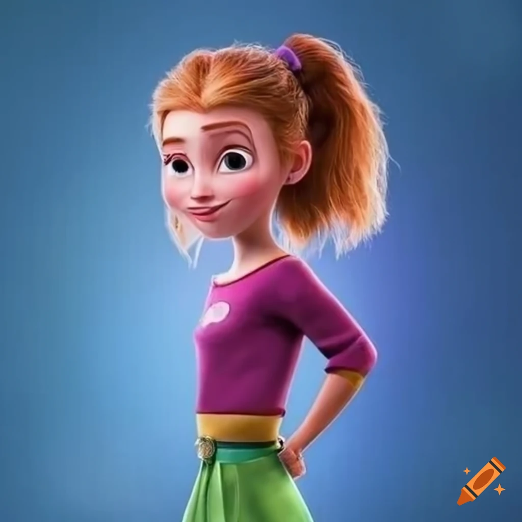 Disney Pixar 3D animated girl wearing a jacket with the name Ida
