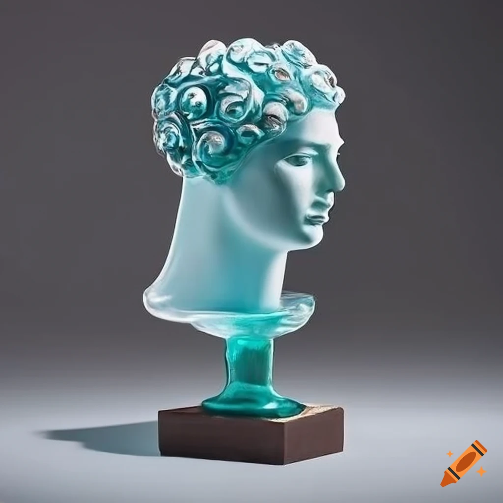 Glass bust statue head on Craiyon