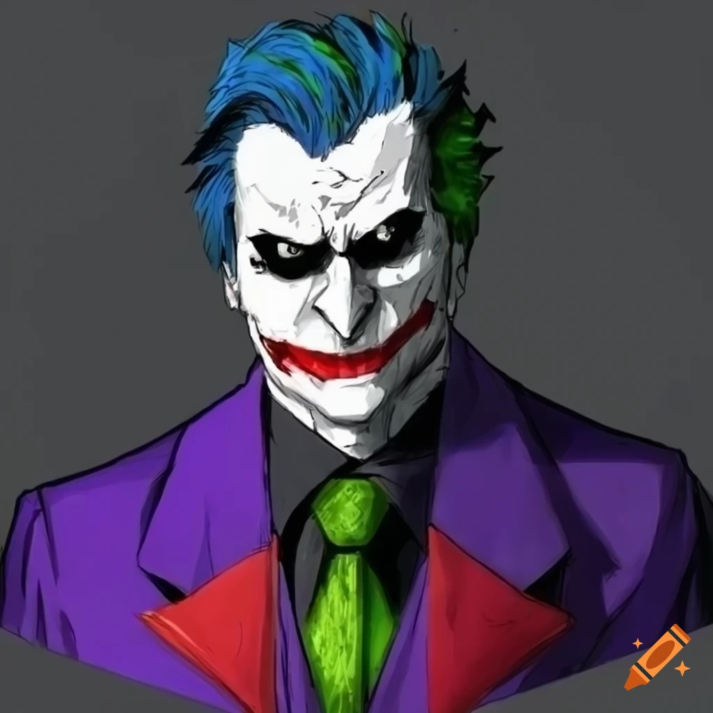 Artistic portrayal of a heroic joker in the style of final fantasy 13