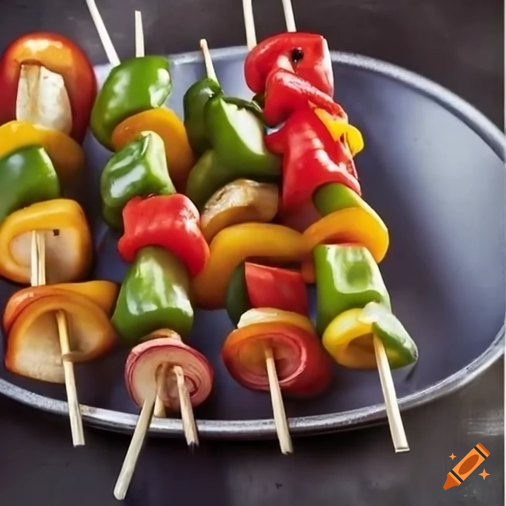 Grilled pepper and onion skewers on Craiyon