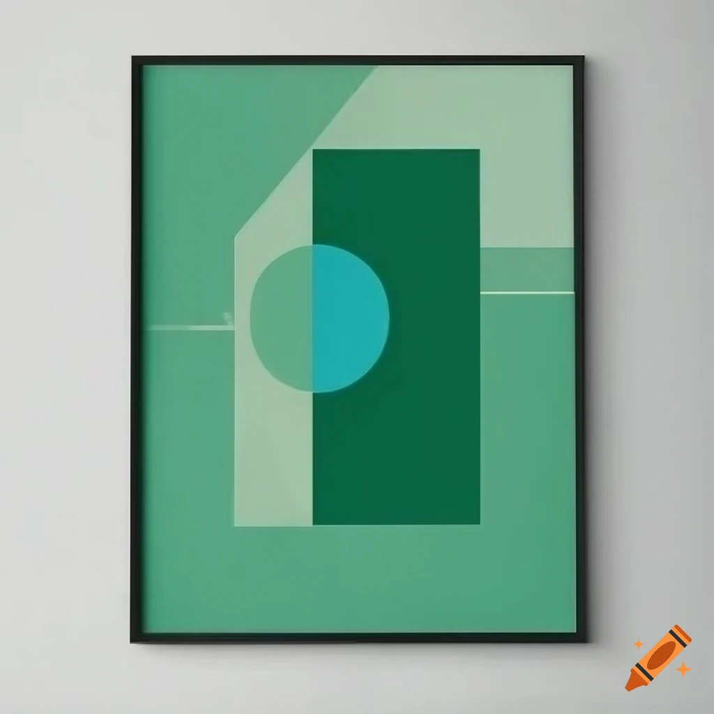 Emerald elegant luxury Bauhaus poster on white background