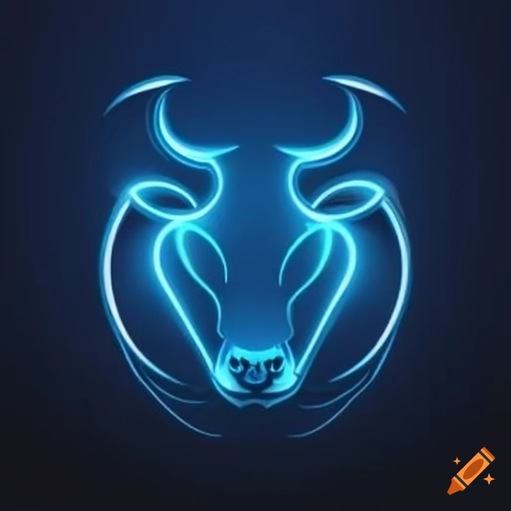 Bear and bull logo with glowing blue lines on Craiyon