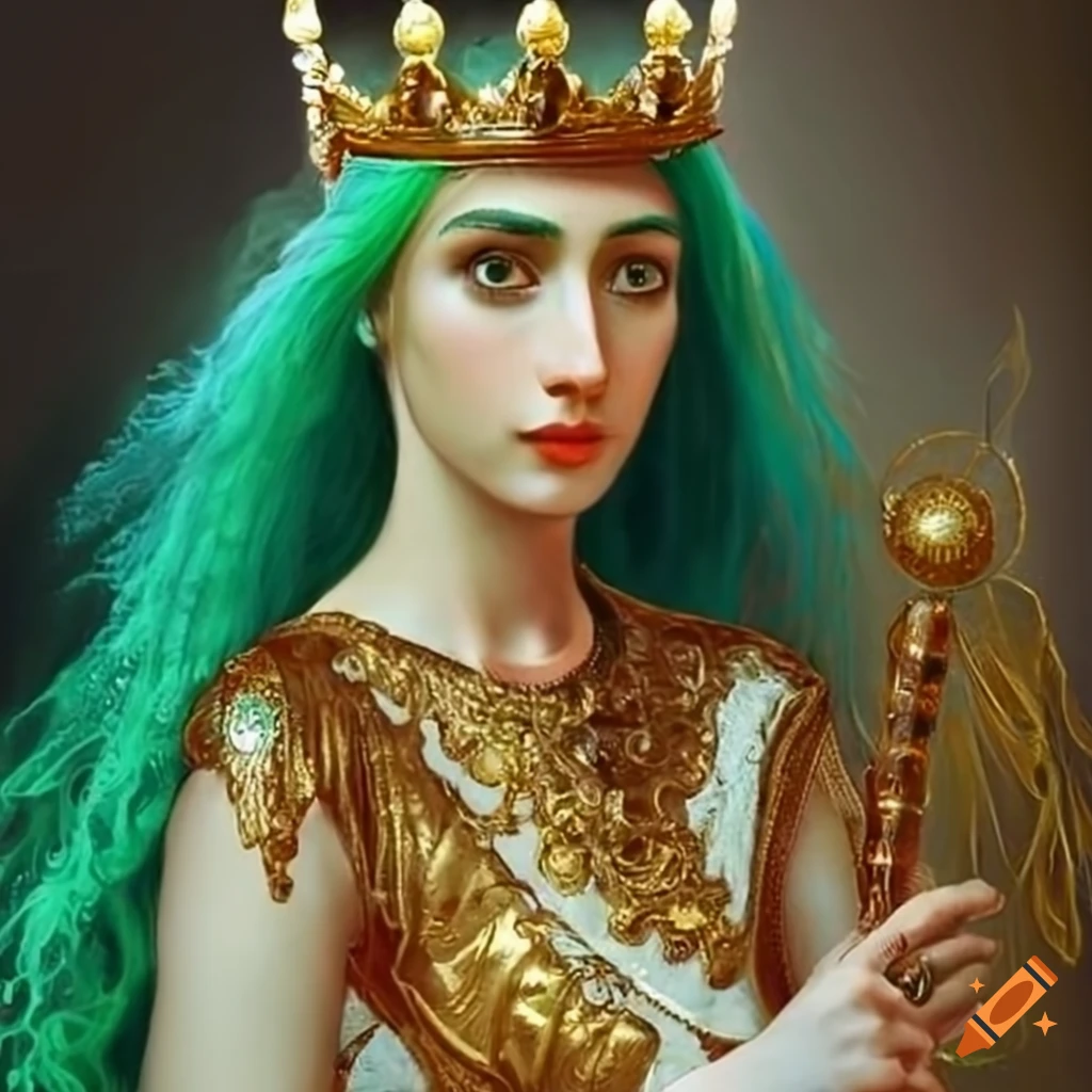 Saint tamar, the queen of georgia, depicted with green hair and fairy ...