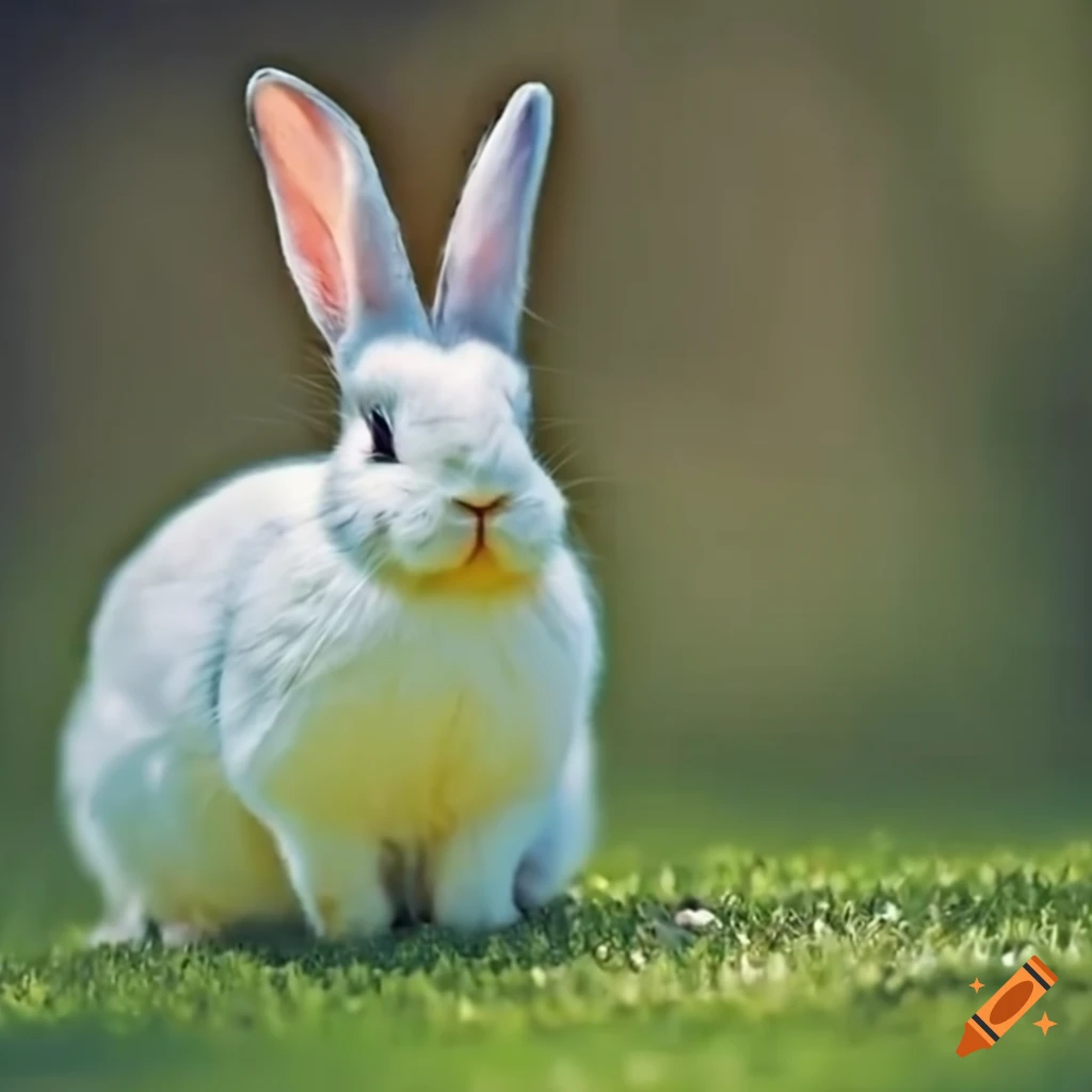 White and black rabbits playing in a beautiful garden on Craiyon