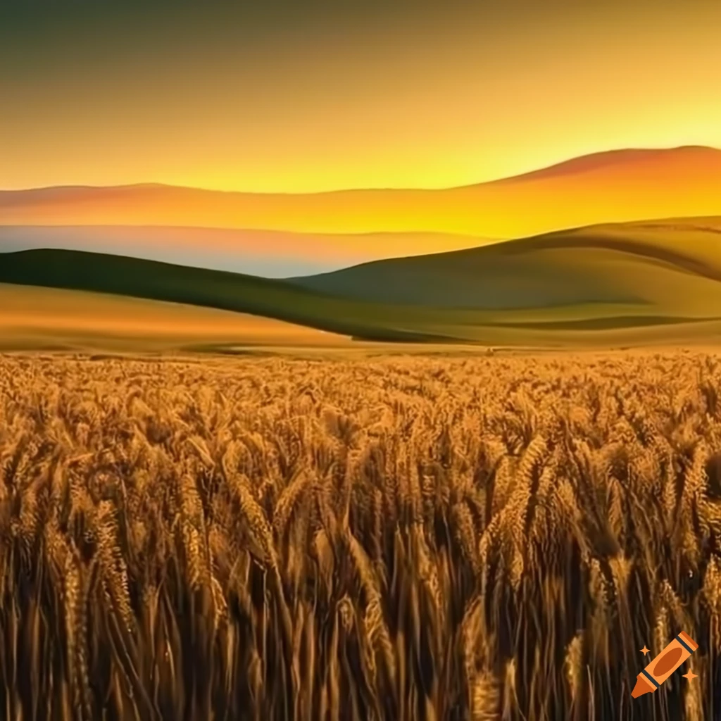 Wild wheat grasslands with rolling hills