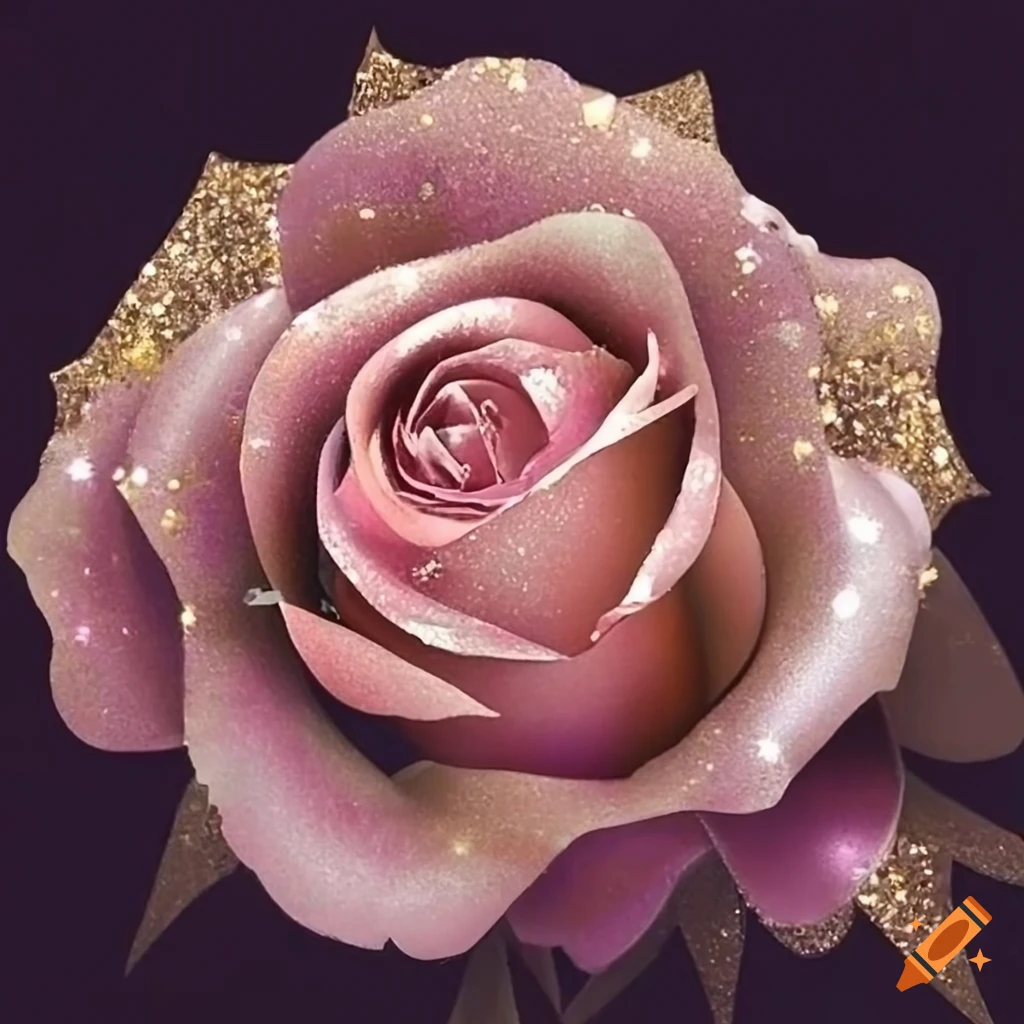 Vintage paris roses with shimmering pink and gold glitter on Craiyon