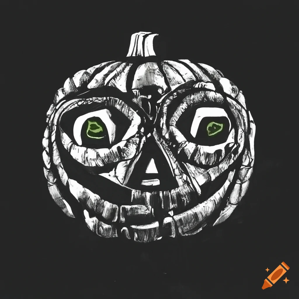 Outsider art black and white pumpkin