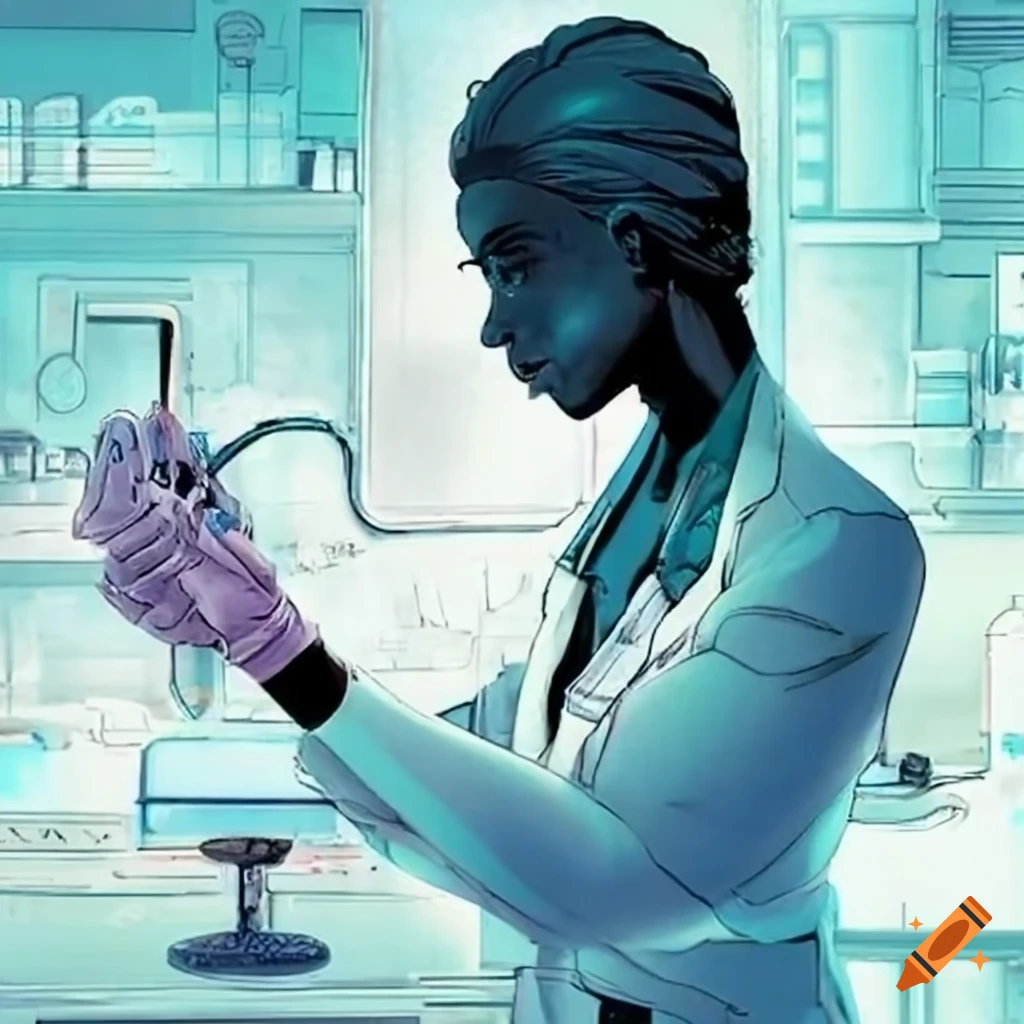 Dr. arnold adams conducting a lifealtering experiment in a futuristic lab setting on Craiyon