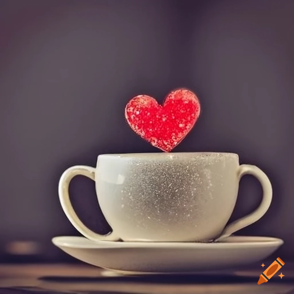 Glittery coffee cup with a heart