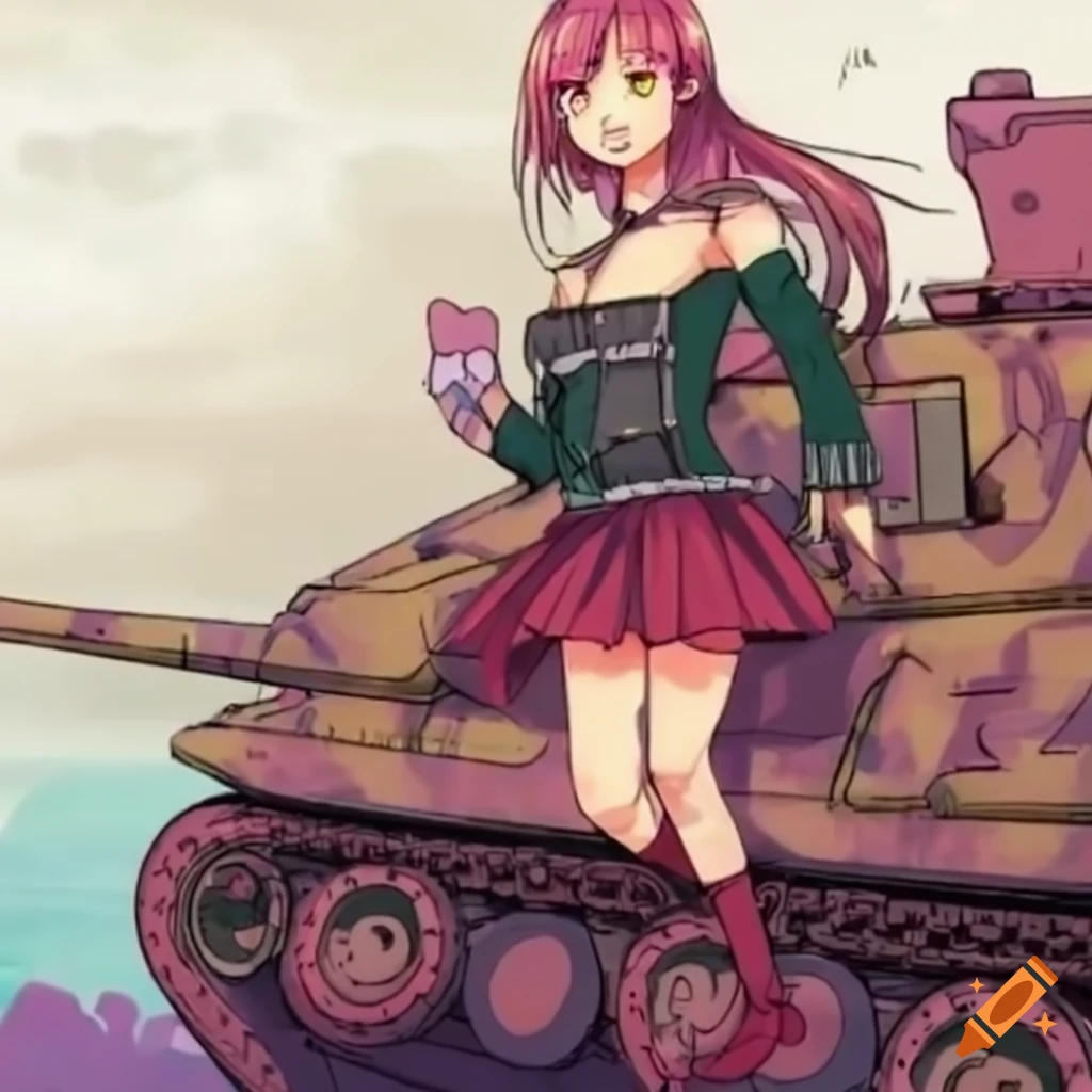 Wallpaper Girls und Panzer Tanks Anime Painting Art