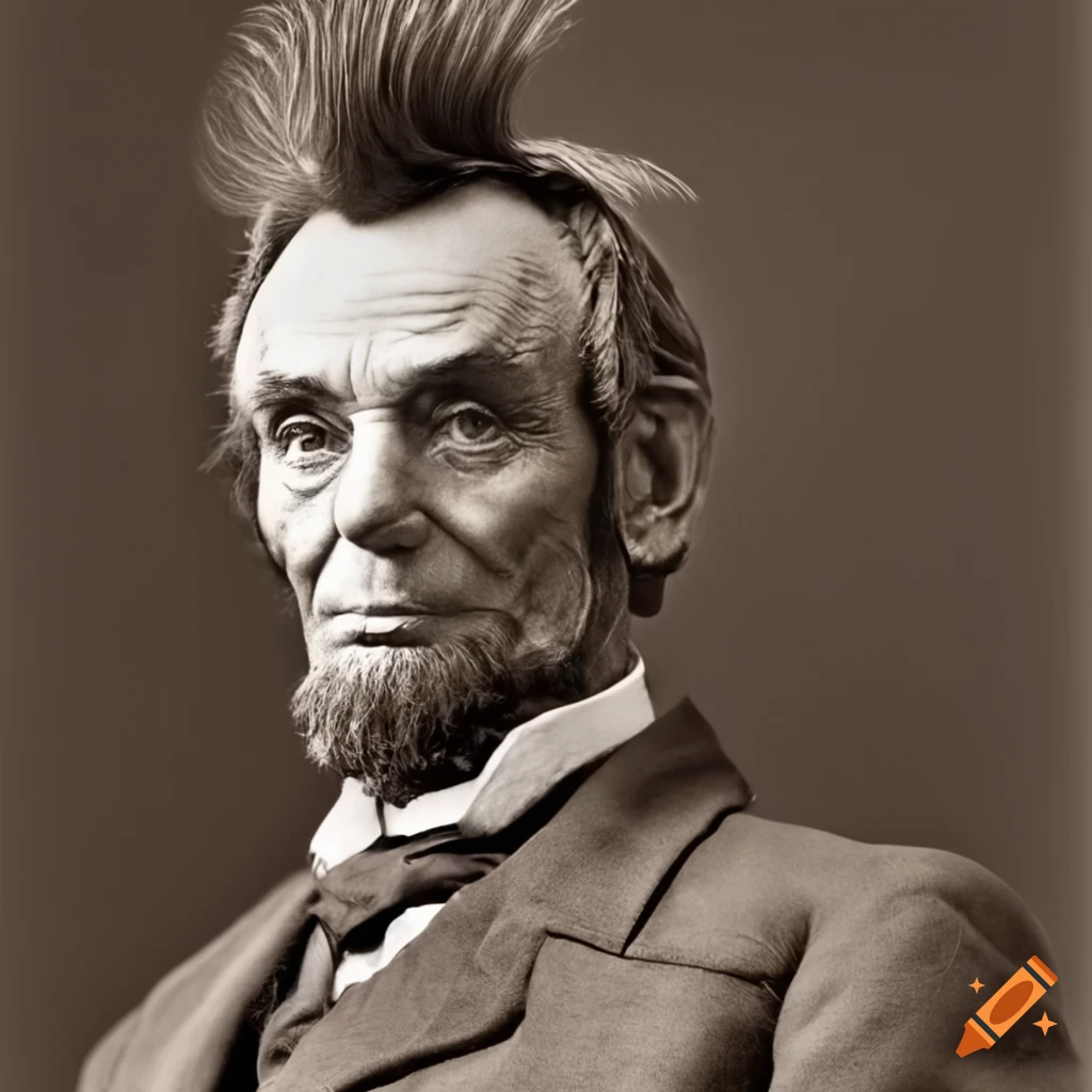 Vintage sepia image of Abraham Lincoln with a mohawk
