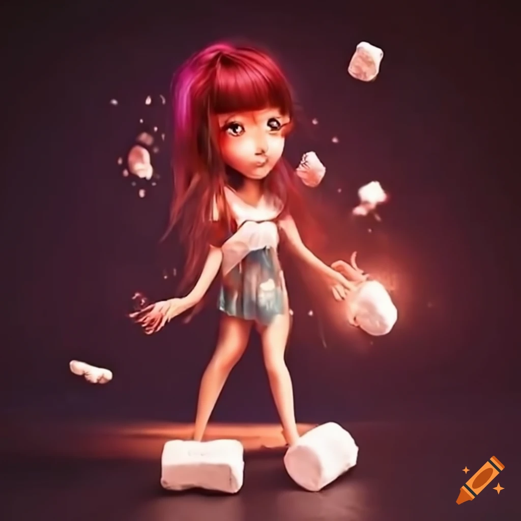 Young woman juggling marshmallows