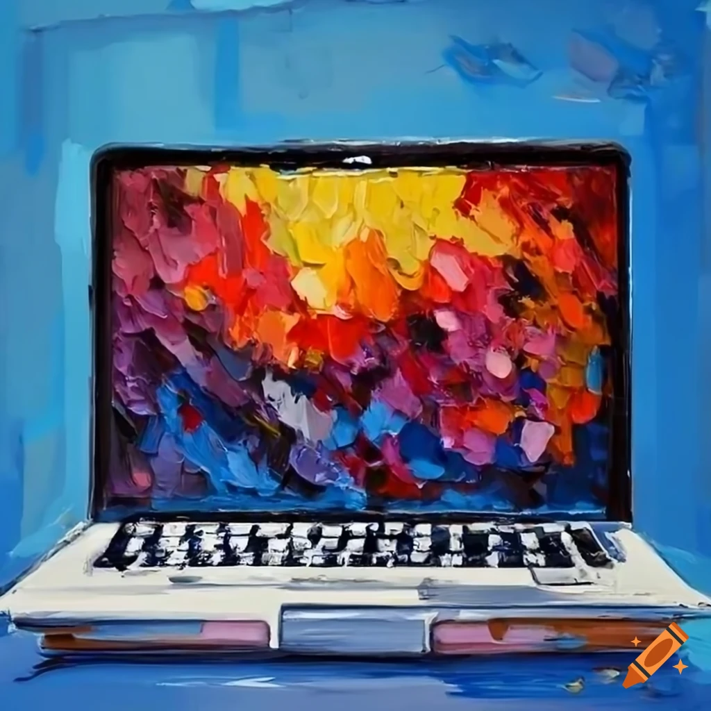 Palette knife painting of a laptop on Craiyon