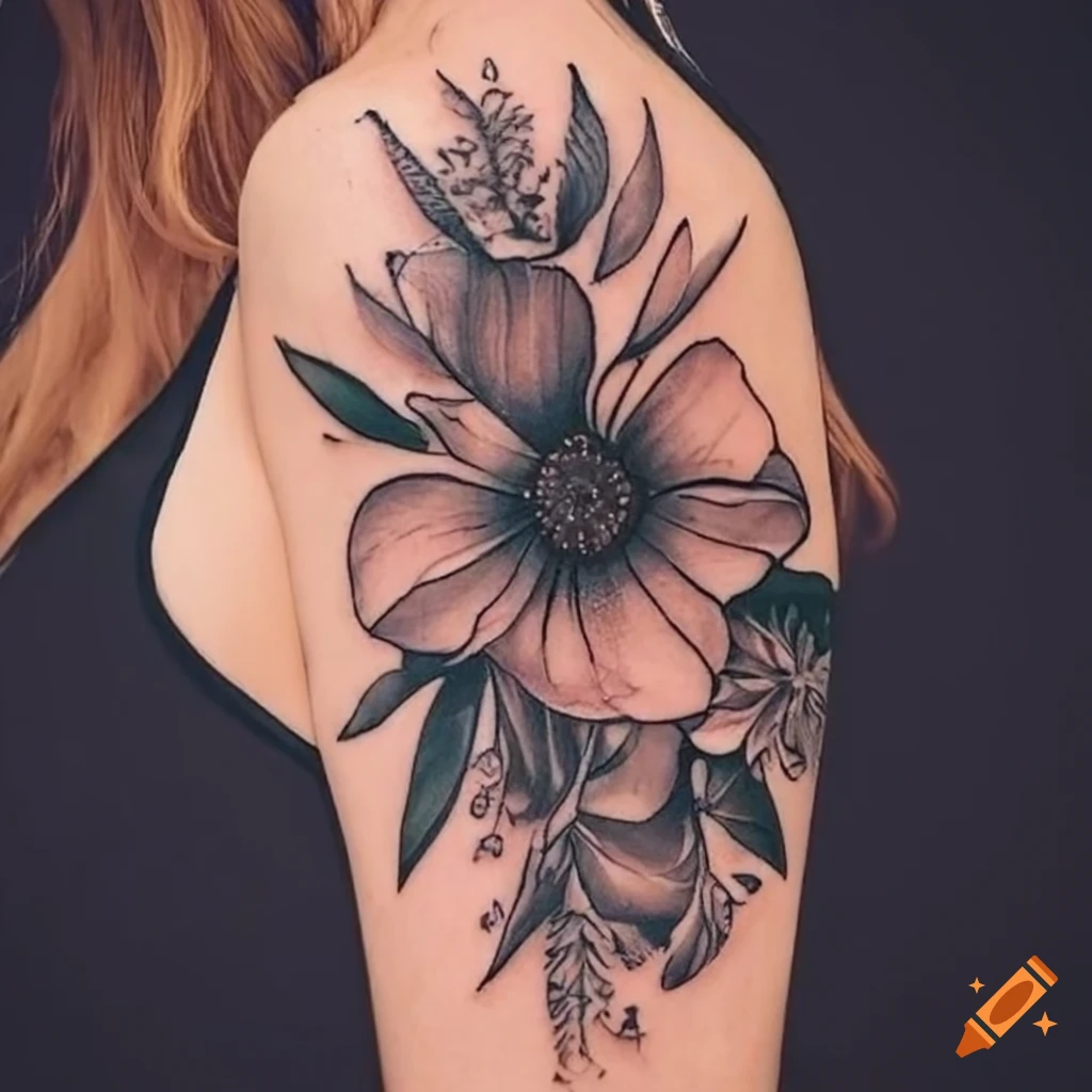 Floral Shoulder Cap by Damon Conklin: TattooNOW