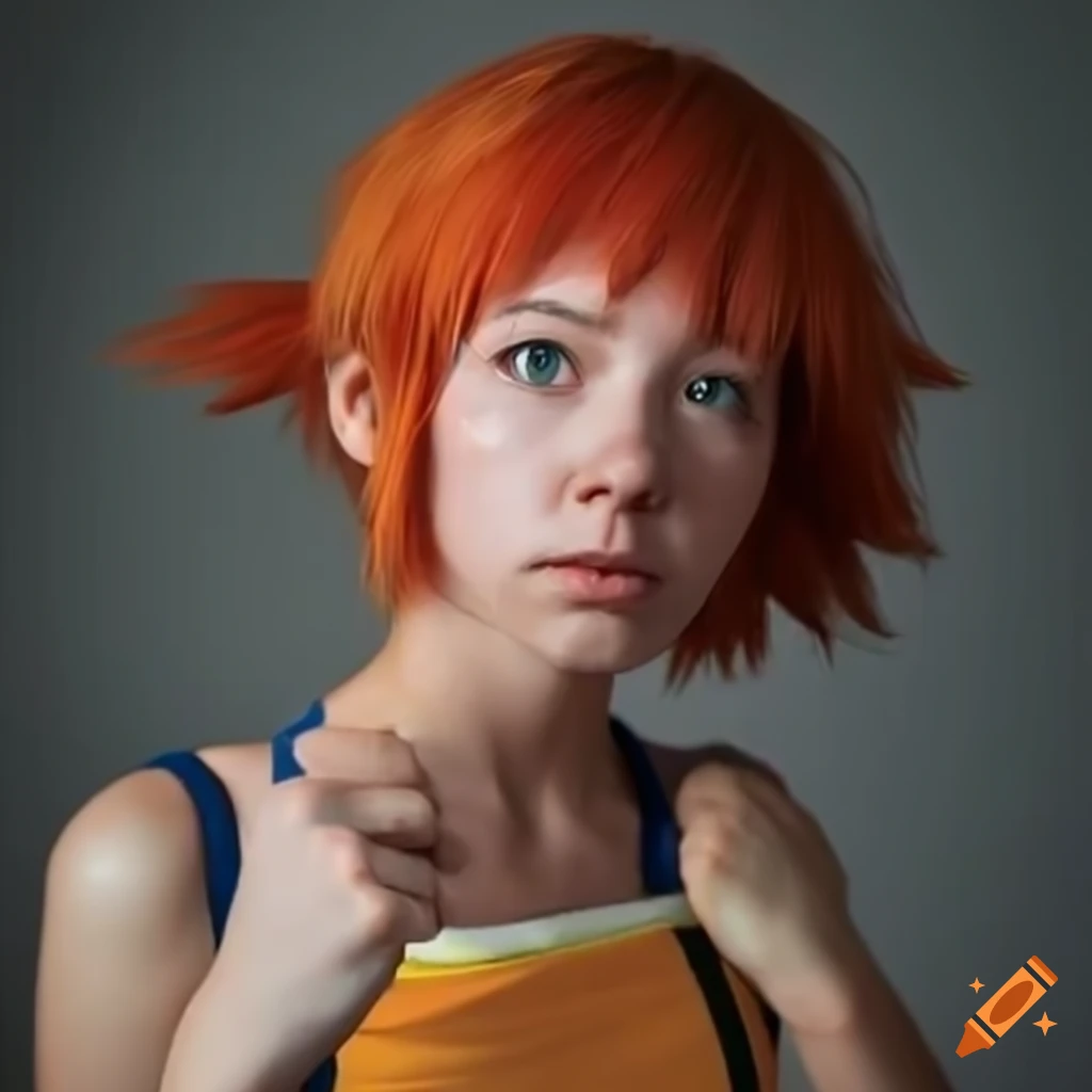Realistic depiction of misty from pokemon season 1 on Craiyon
